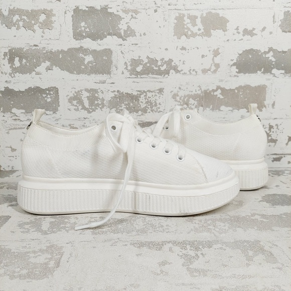 NEW Nordstrom Sneakers White Platform Lace Up Casual Minimal Clean i566 - Picture 2 of 10